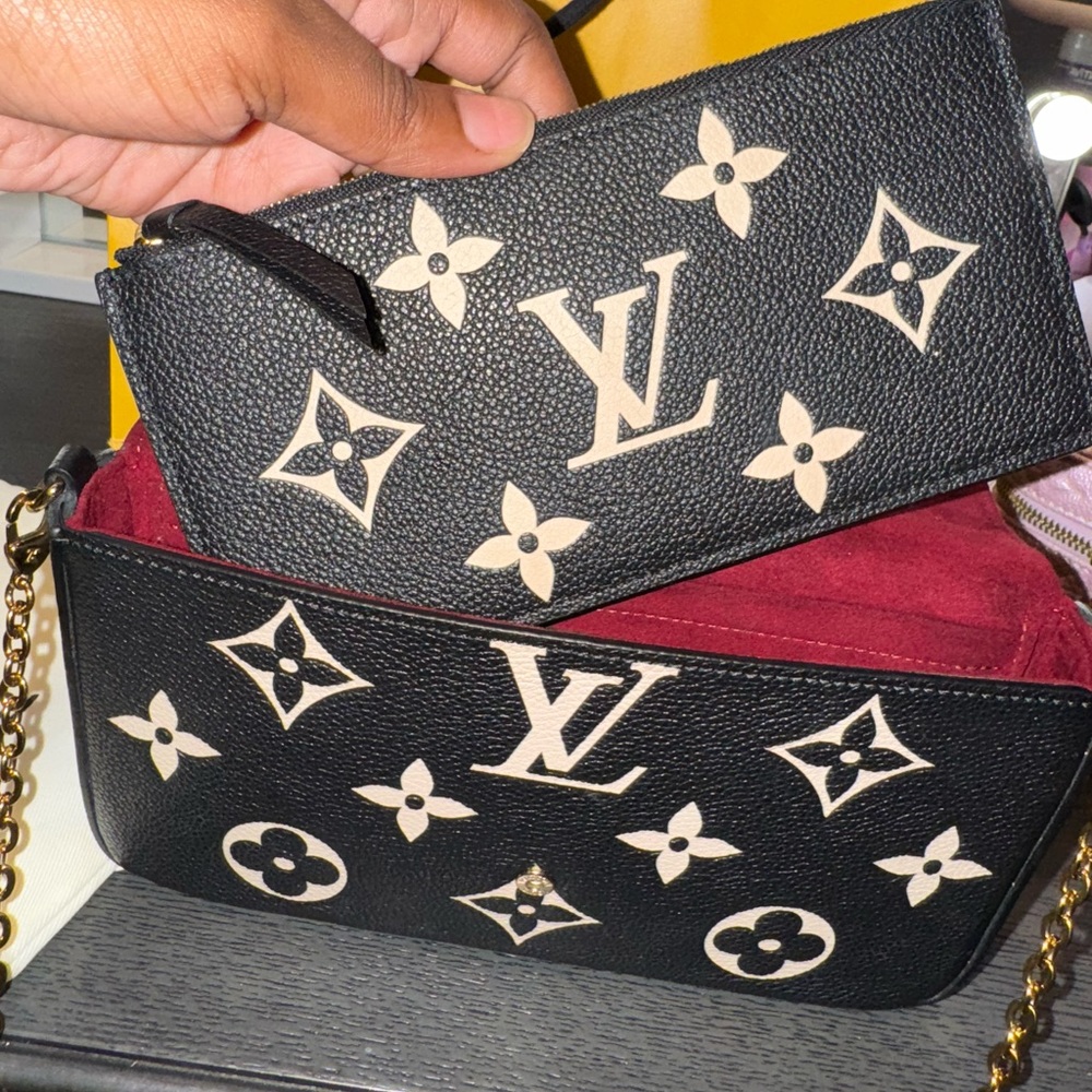Louis Vuitton Black and Cream Monogram Bag & Wallet